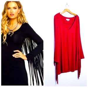 Idyllwind Red and Black Long Sleeve Dress